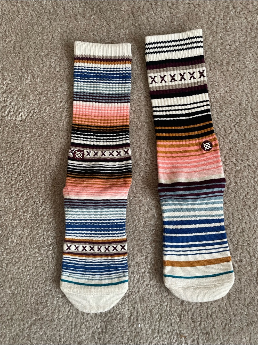 Striped Multi-Color Crew Socks - Men